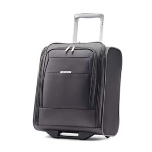A Samsonite wheeled carry-on suitcase