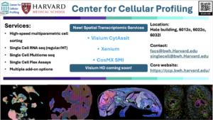 Flyer for the Center for Cellular Profiling, listing services and contact info (accessible below).